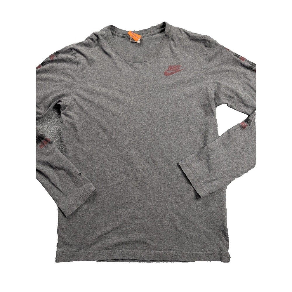 Vintage Nike Track And Field Shirt Mens Medium Gray Long Sleeve Organic Cotton